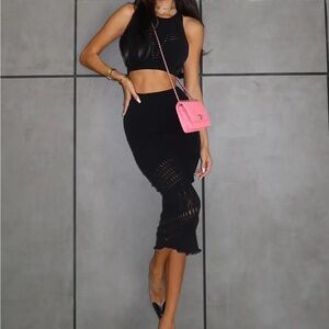 Fashion Nova Let’s Meet Later Black Skirt Set